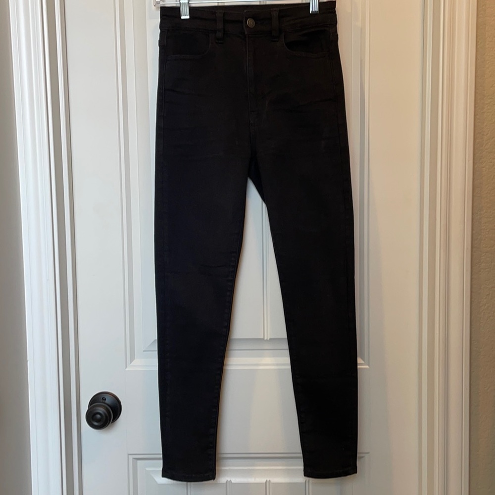 American Eagle Next Level Stretch Jeans, HW, Black, size 2 short, 25” leg